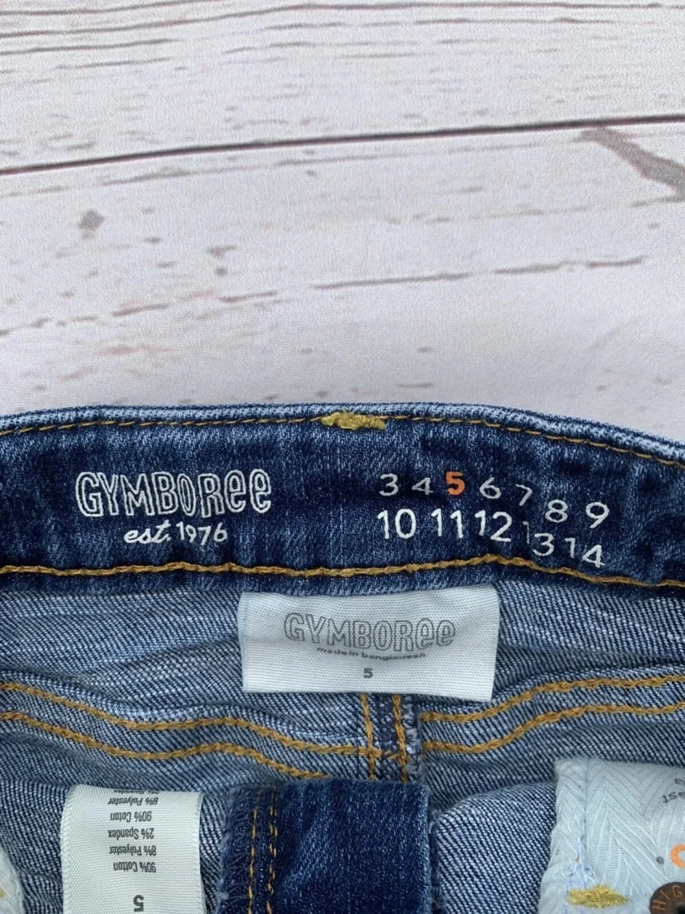 Lot of 2 Girls Gymboree Sz S (5-6) Blue Striped Top and Denim Distressed Skirt